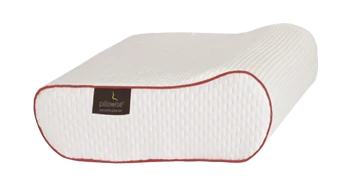 Pillowise pillow with red piping, marking its size